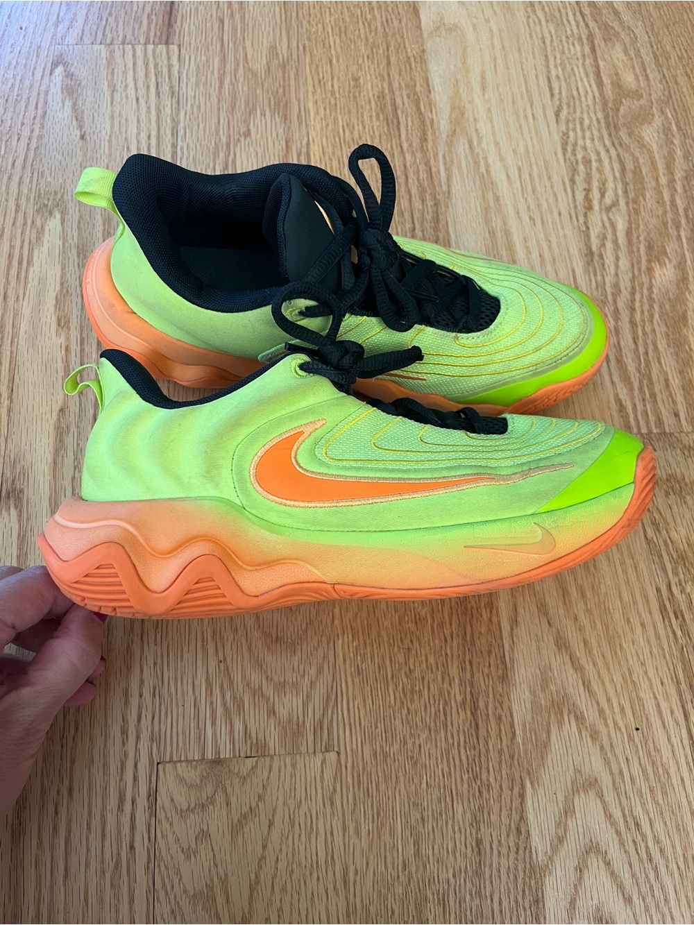 Nike Giannis Kids Neon Yellow and Orange 🏀 Basketball Sneakers